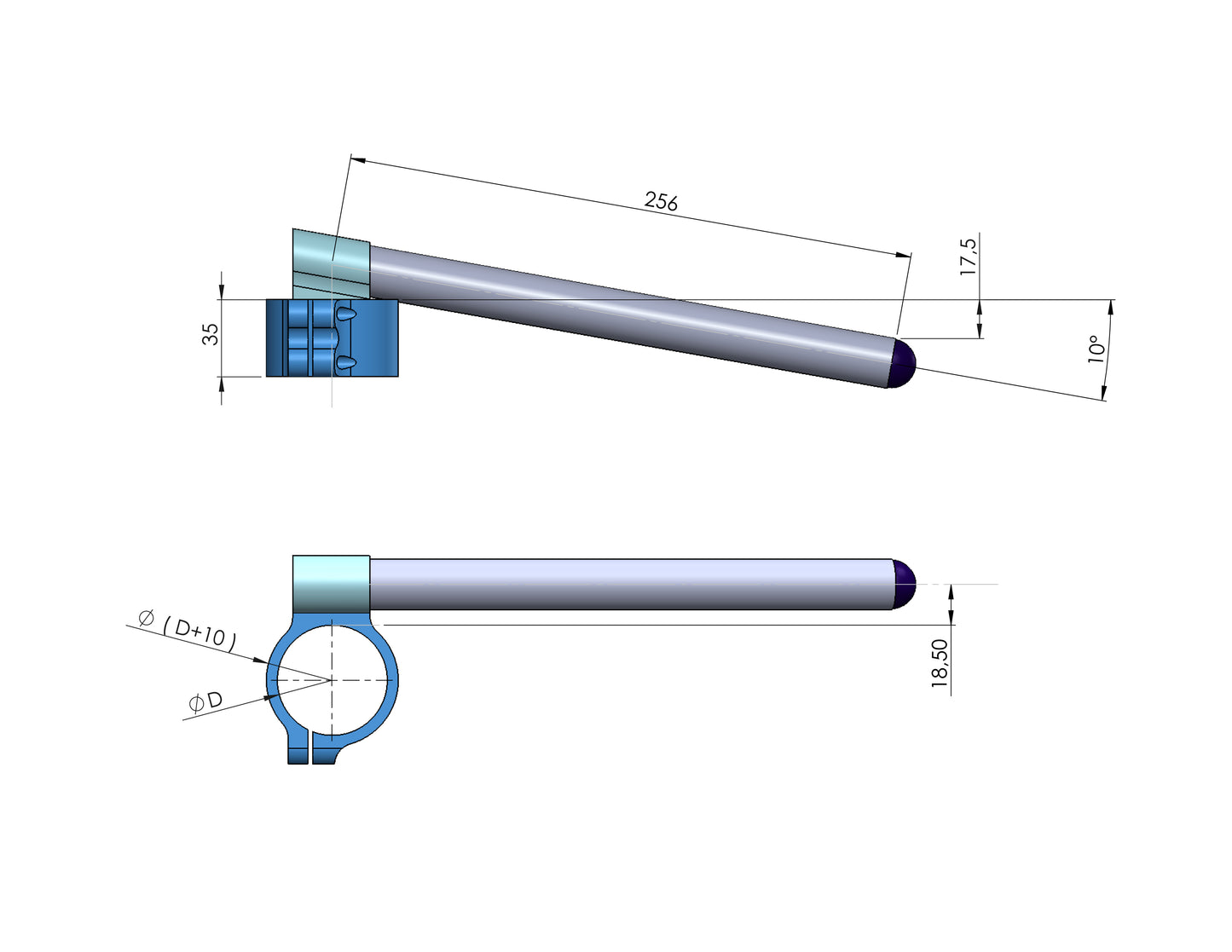 Racinglenker erhöht Ø 41 mm, typ R