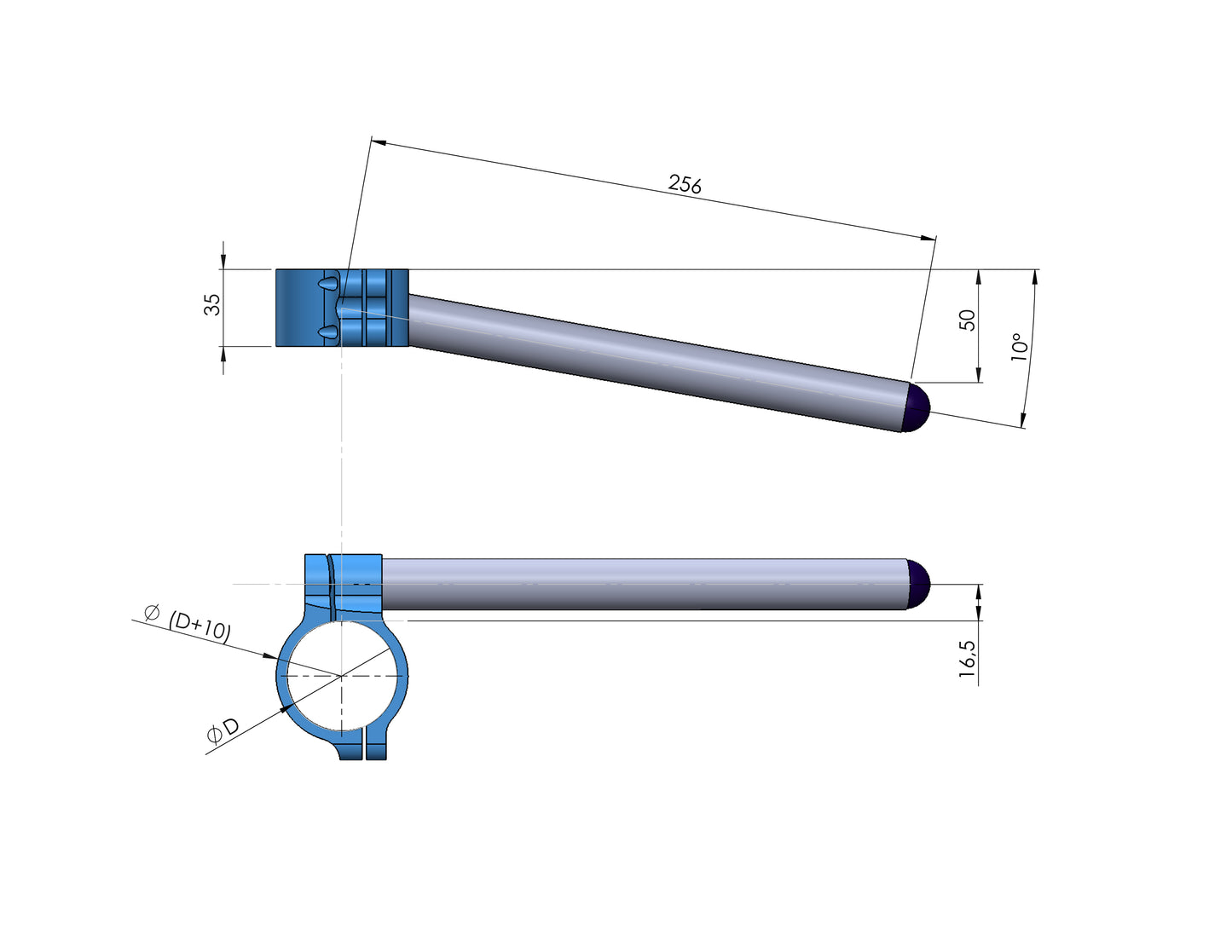 Lenkerstummel Ø 53 mm, typ Sport